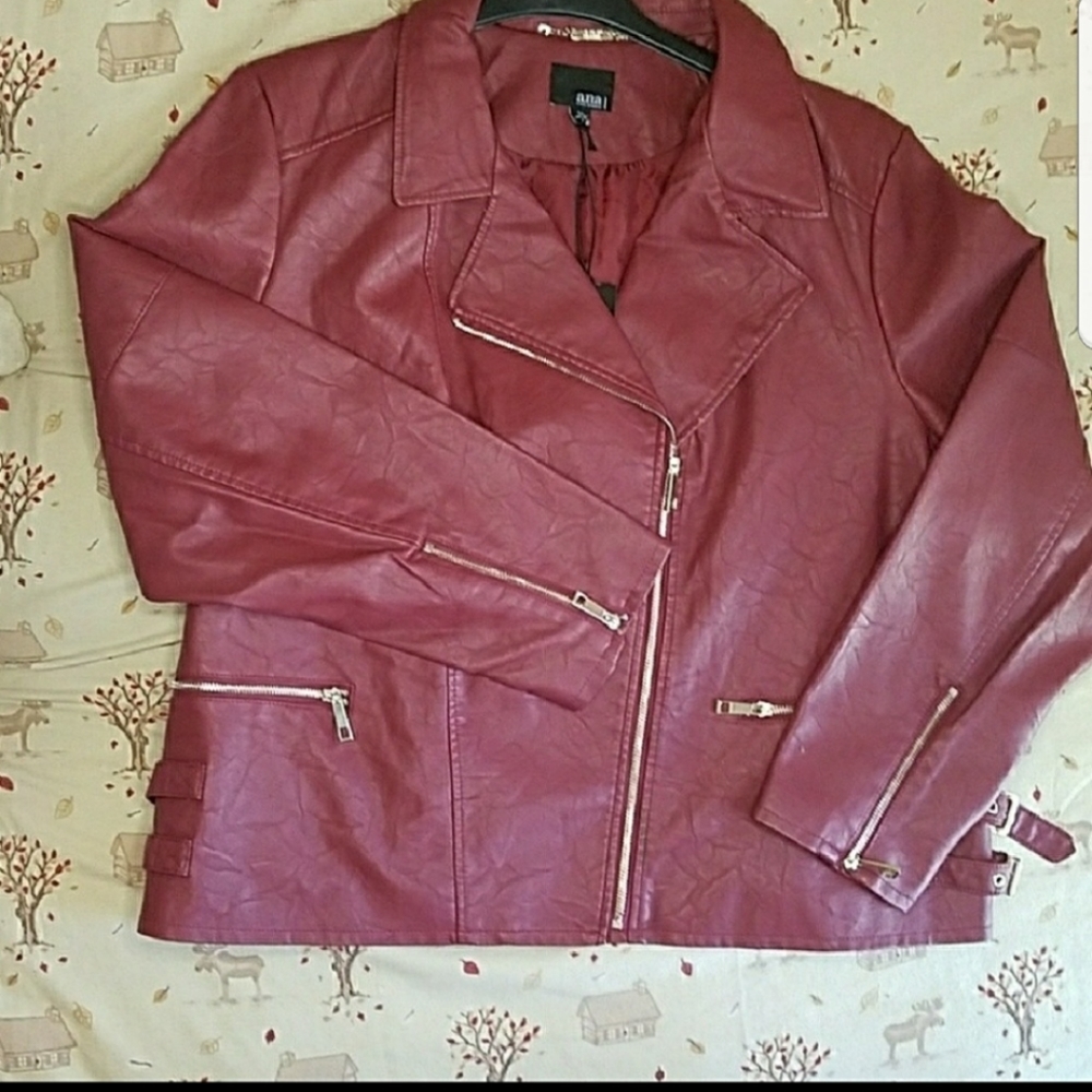 Red Faux Leather Motorcycle Jacket